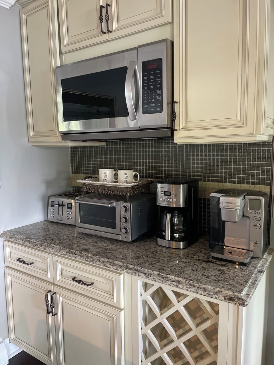Coffee bar and microwave 