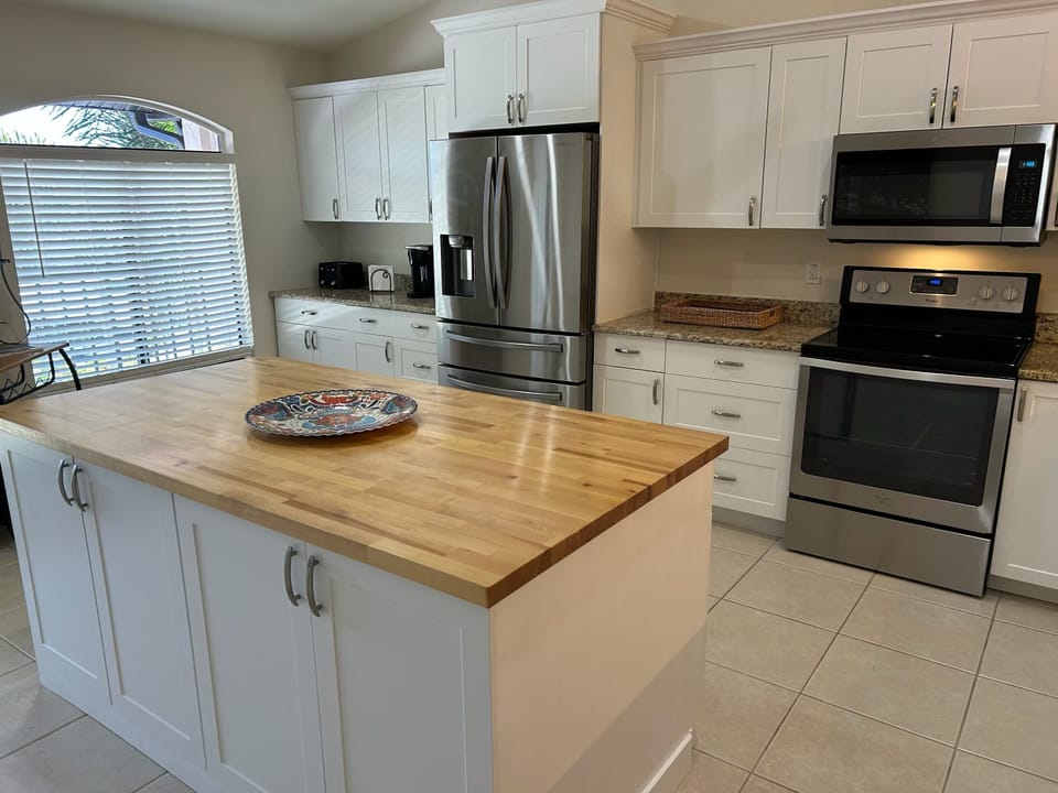 Large kitchen island with lots of storage
