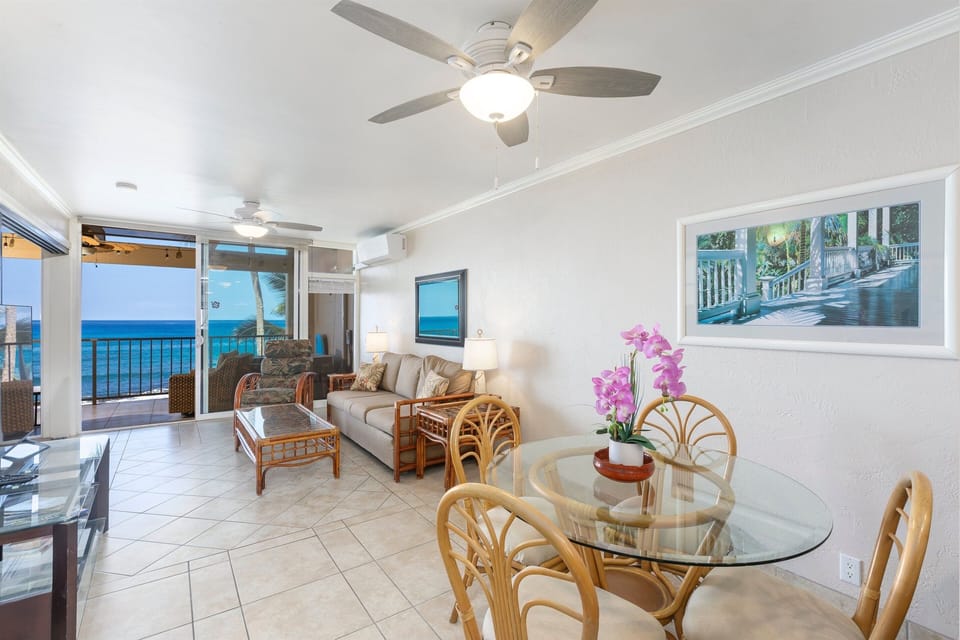 First Unit: On the lanai or in the living room the same spectacular view is there for your enjoyment.