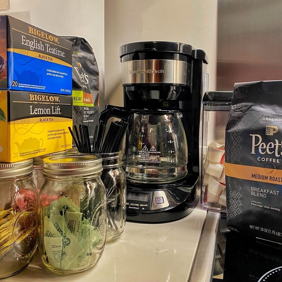 Coffee, tea, and decaf because one in three drinks decaf or tea!