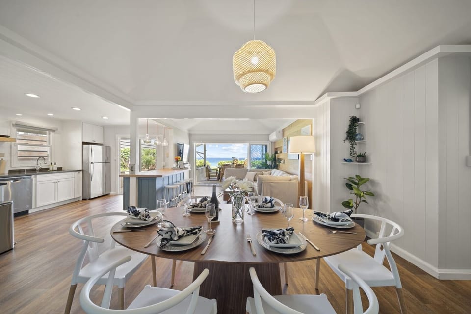 Bright and breezy dining room with ocean views sets the scene for memorable island meals.