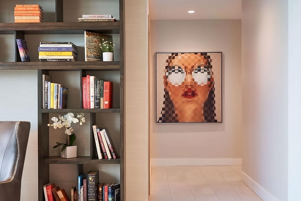 Wander past curated art and books for boutique inspiration.