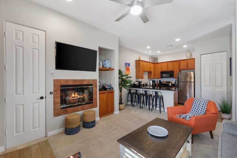 Inviting space with warm tones and plenty of light