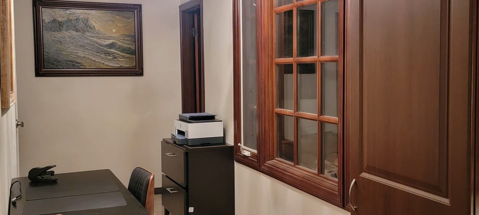 Separate Office with Desk, Filing Cabinet, Printer and Supply Cabinet