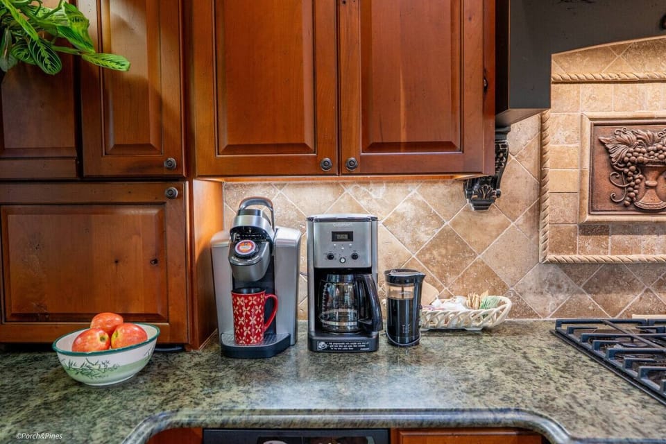 Start your day right with a convenient coffee bar featuring drip and single-serve K-Cup makers.