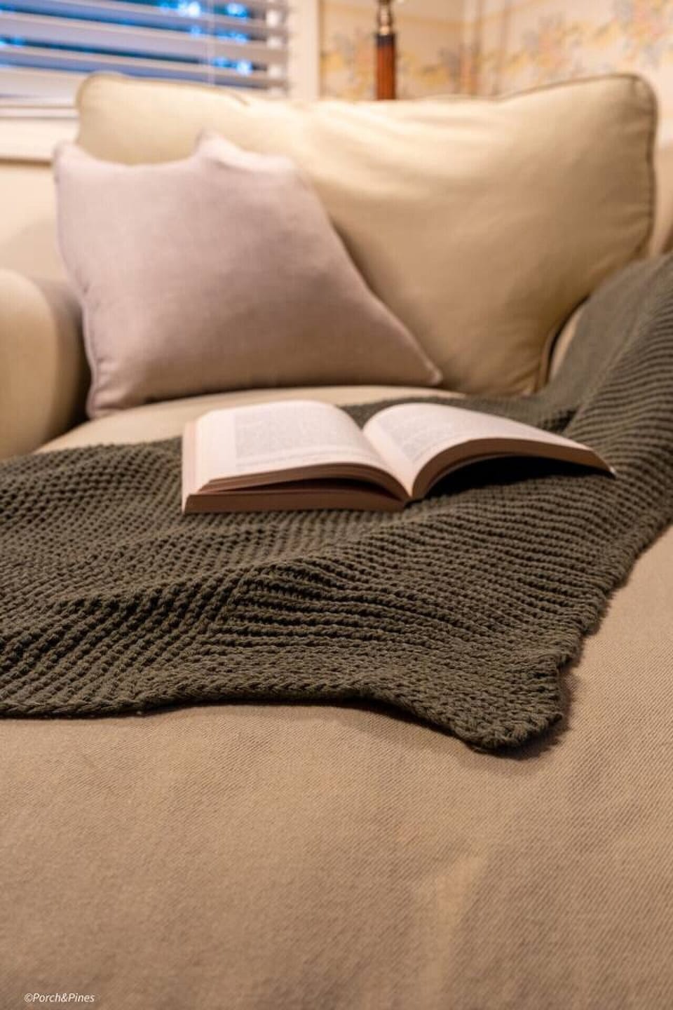 Peaceful reading nook inside the upstairs ensuite bedroom. Unwind with a book and enjoy the mountain calm.