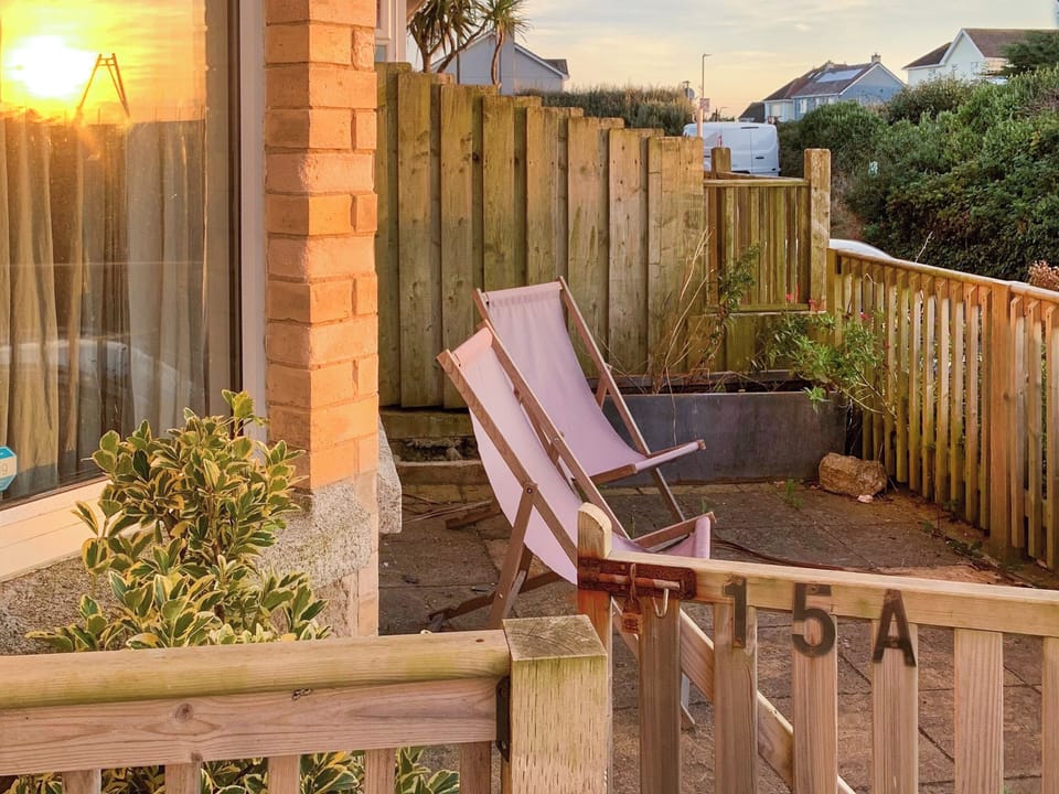 Front porch with views of the sea in the distance | Atlantic Hideaways, Newquay