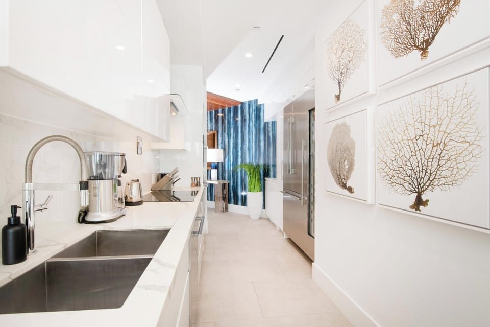 Gourmet kitchen with top-of-the-line appliances.