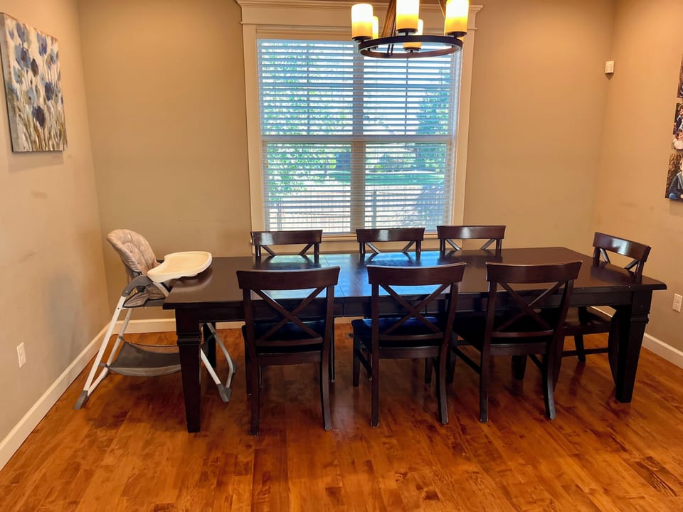 Dinning area for seating up to 10. High chair available. 