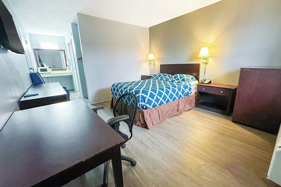 Stretch out in a spacious room with convenient vanity area.