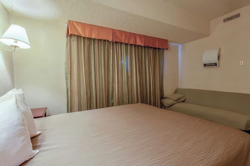 Wake refreshed in a calm king room with warm bedside lamps.