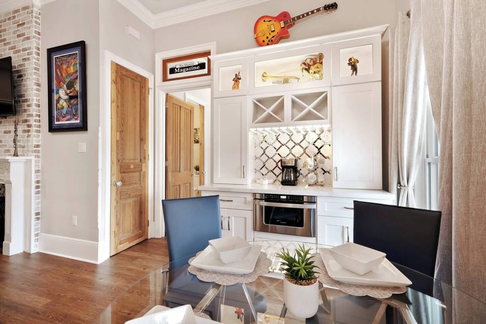 Kitchen includes a coffee/wine bar along with a microwave drawer.