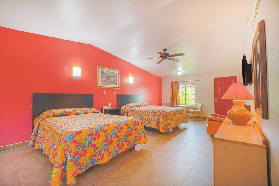 Kick back in a bright, colorful room made for rest.