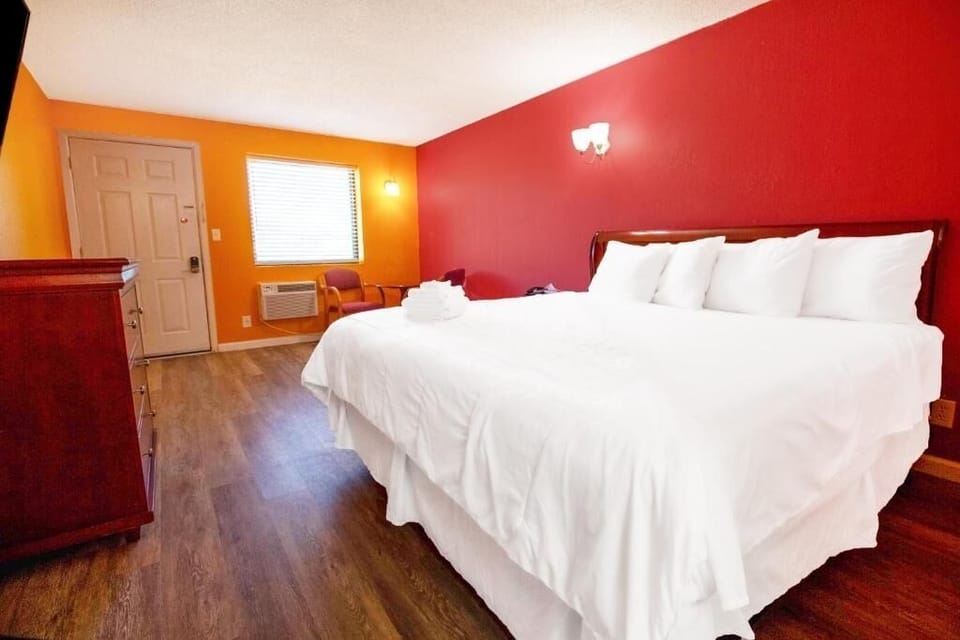 Wake refreshed in a bright king room with simple comforts.