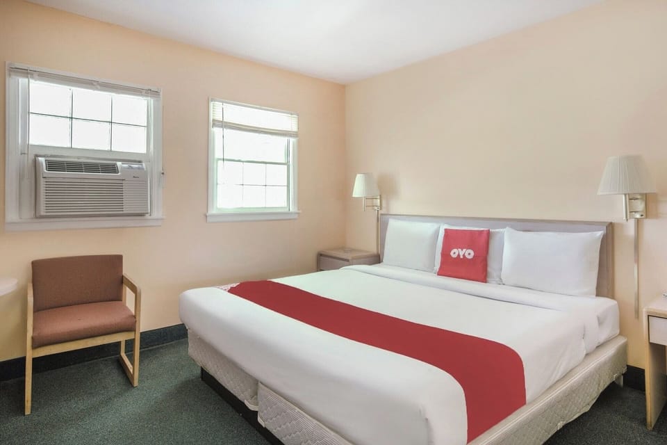 Stretch out in a bright room with simple comfort.