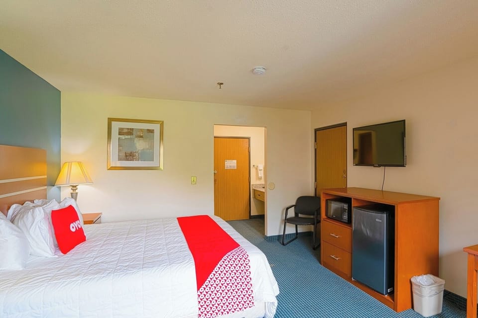 Kick back with in-room entertainment and convenient storage space.
