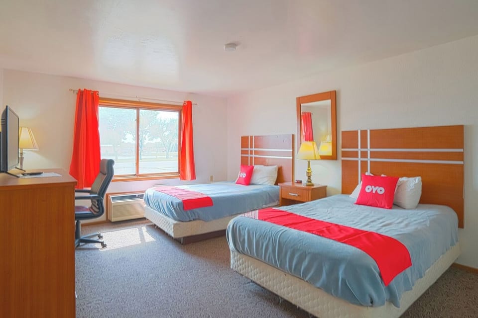 Unwind in a bright double room with sunny window views.
