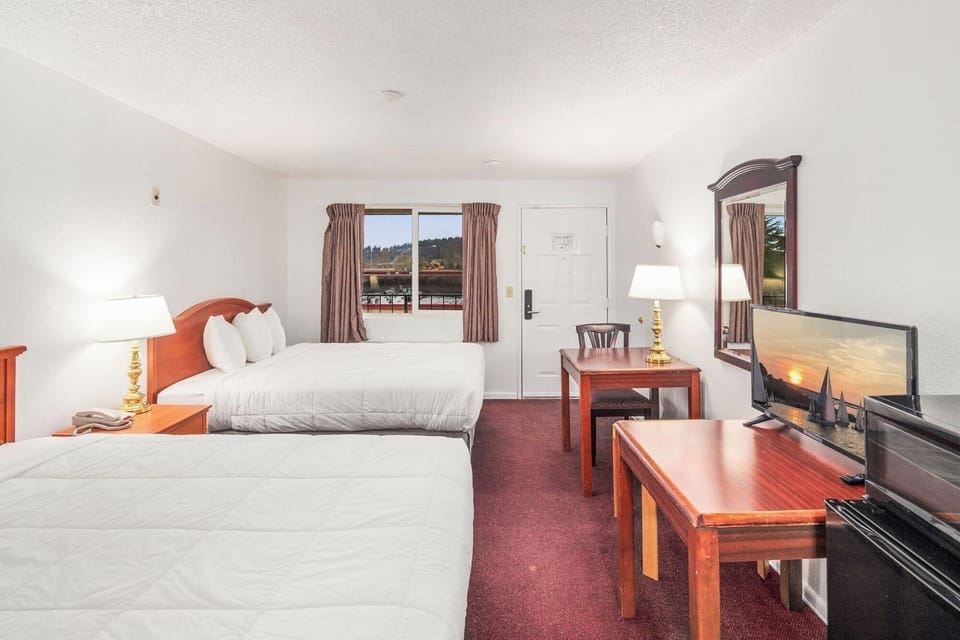 Wake up to natural light and an easy work desk.