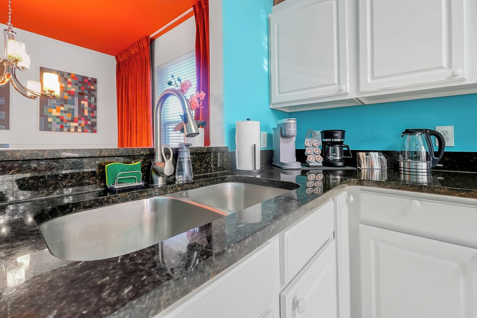 Bright kitchen with stainless appliances & coffee bar for easy family meals