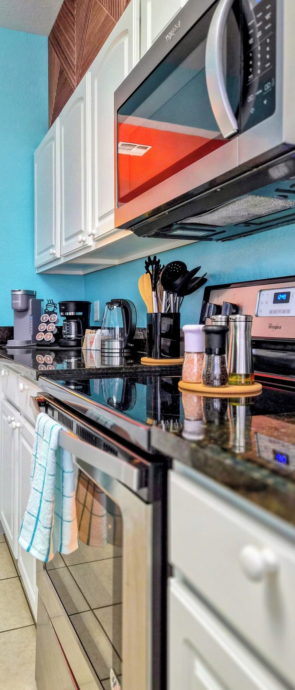 Bright kitchen with stainless appliances & coffee bar for easy family meals
