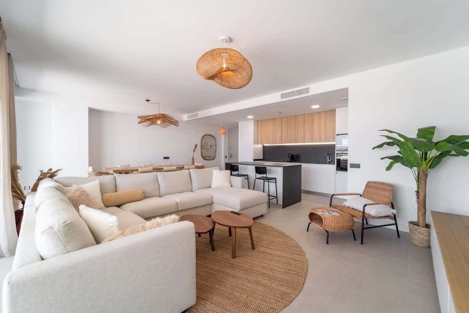 Spacious and cozy living room with modern decor.