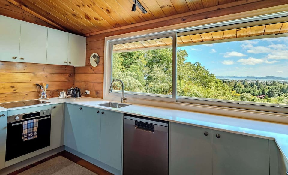 Kitchen bench with panoramic view window