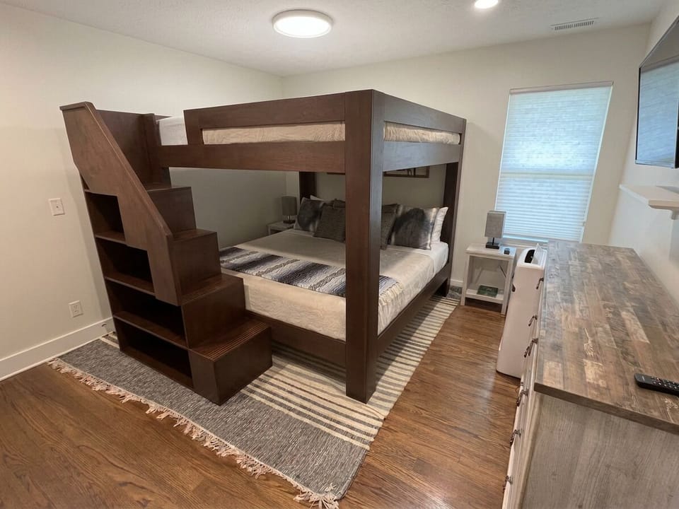King-over-king bunks — perfect for families or groups