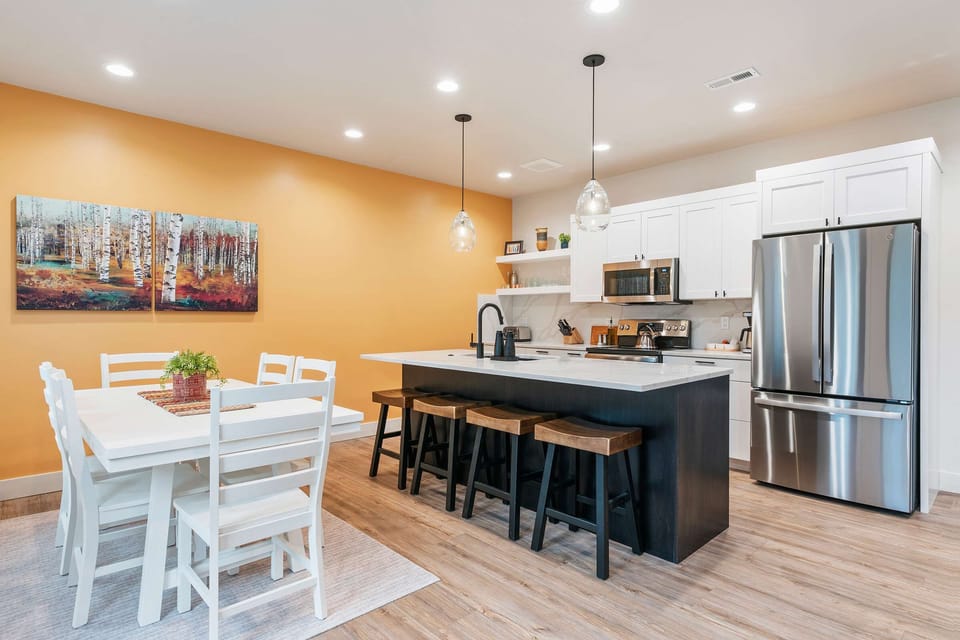 Bright, modern kitchen fully stocked and ready for any meal.
