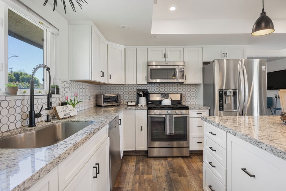 Modern appliances, generous counter space, and everything you need for home-cooked meals.