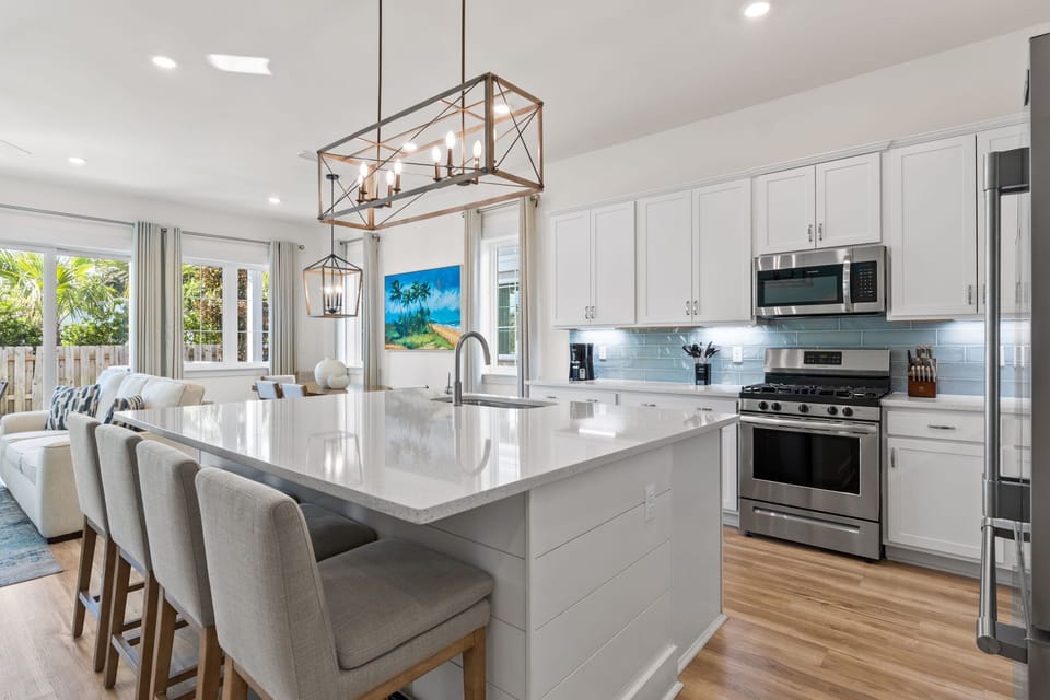 The kitchen is a true centerpiece of the home—spacious and stylish.