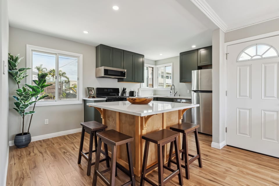 Inviting kitchen with a comfy island