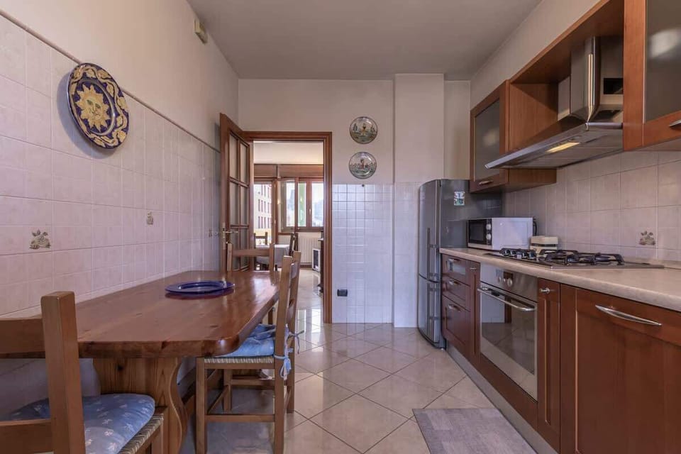 living and fully equipped kitchen