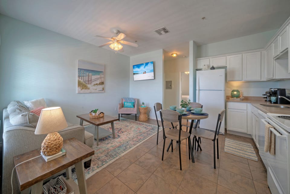 The dining area provides a welcoming setting for shared meals.