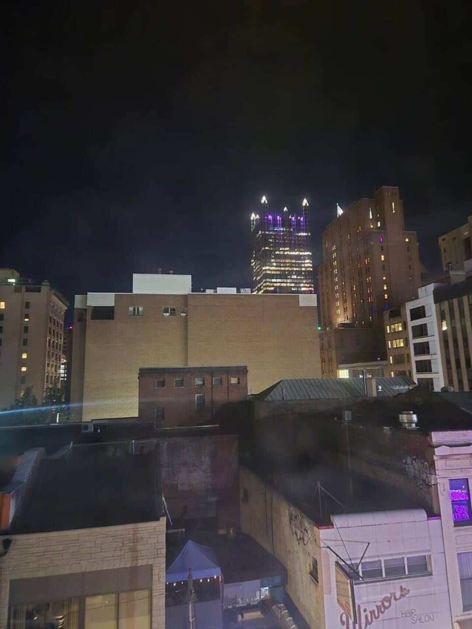 Enjoy beautiful nighttime views of downtown Pittsburgh directly from the apartment.