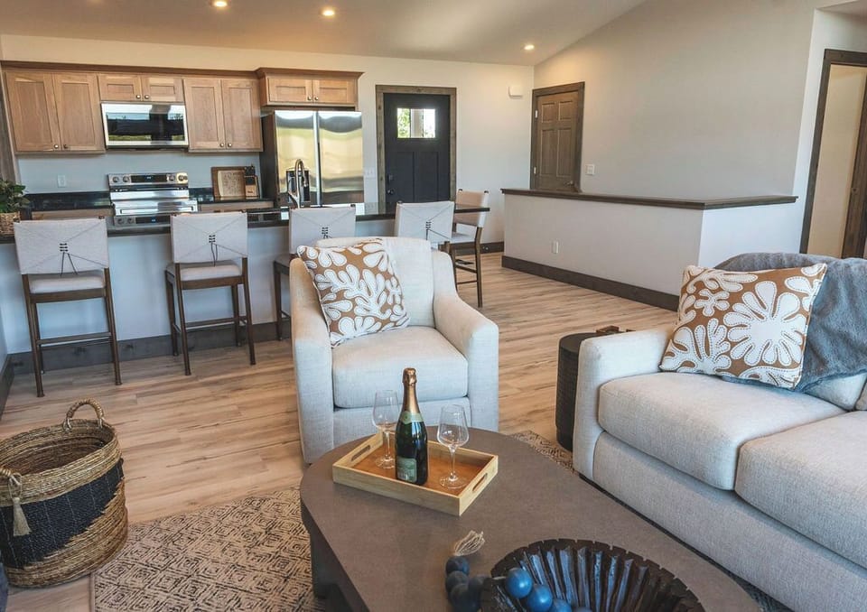 Warm, open, and welcoming — the perfect space to relax, gather, and enjoy your stay.