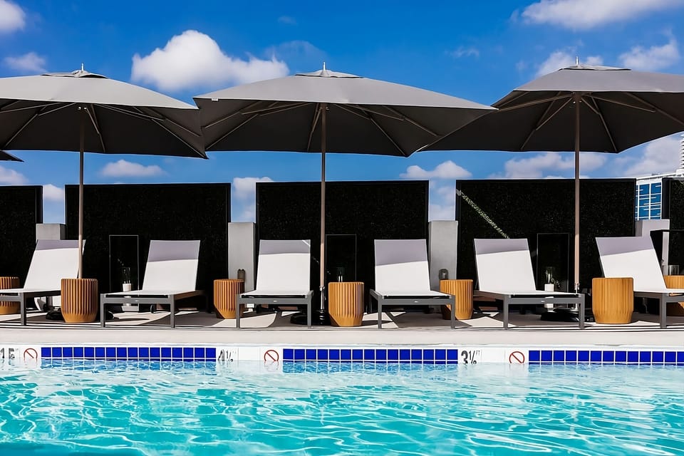 Soak up the sun beside the sparkling water and cabanas.