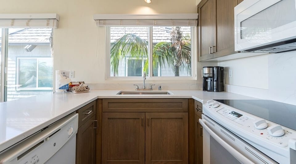 Cook with ease in a bright kitchen with full-size appliances.