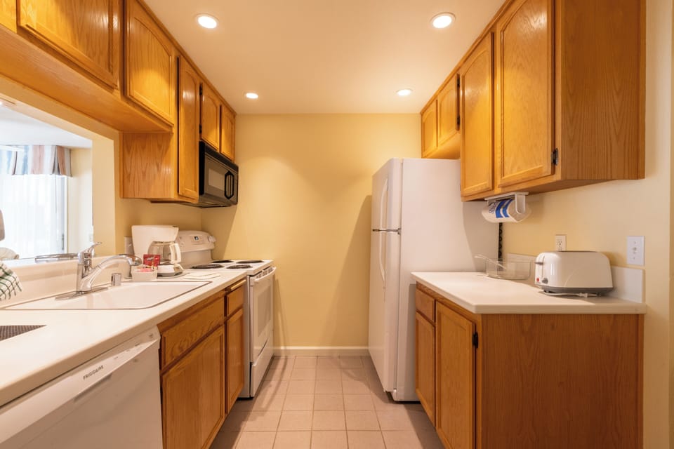 Cook easy meals with a full kitchen and ample counters.