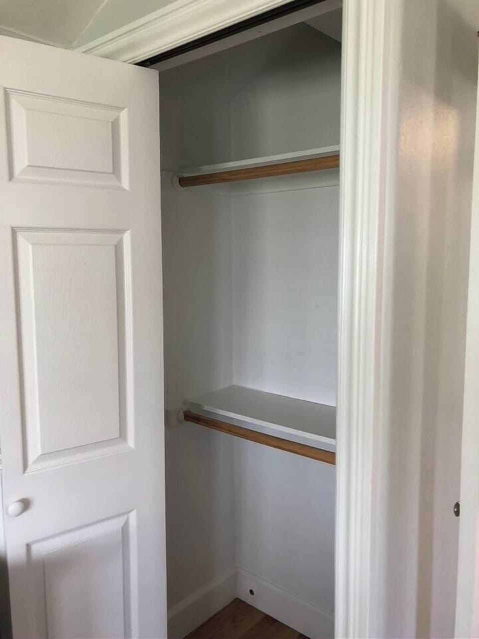 The closet in the living room is convenient extra space for storing clothing and other items.