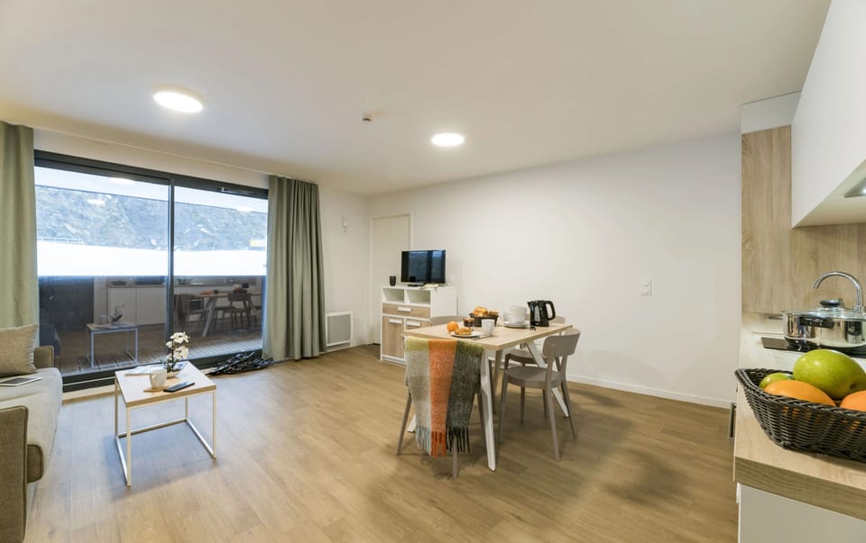 This elegant studio features an airy layout, allowing natural light to brighten your morning routines while gazing out at the snowy slopes.