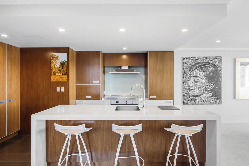 Breakfast Bar in fully stocked Kitchen area