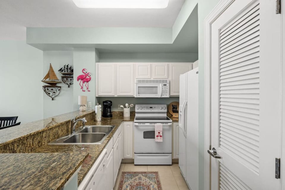 Fully Stocked, Open-Concept Kitchen with Ocean Views, Drip Coffee Maker and Basic Cooking Necessities