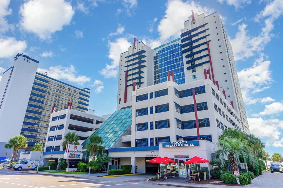 Iconic oceanfront Grand Atlantic Resort with on-site dining and parking garage