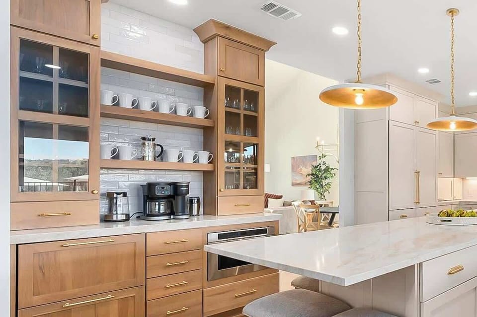 The coffee station offers a Keurig duo for brewing K-cups and traditional drip coffee.