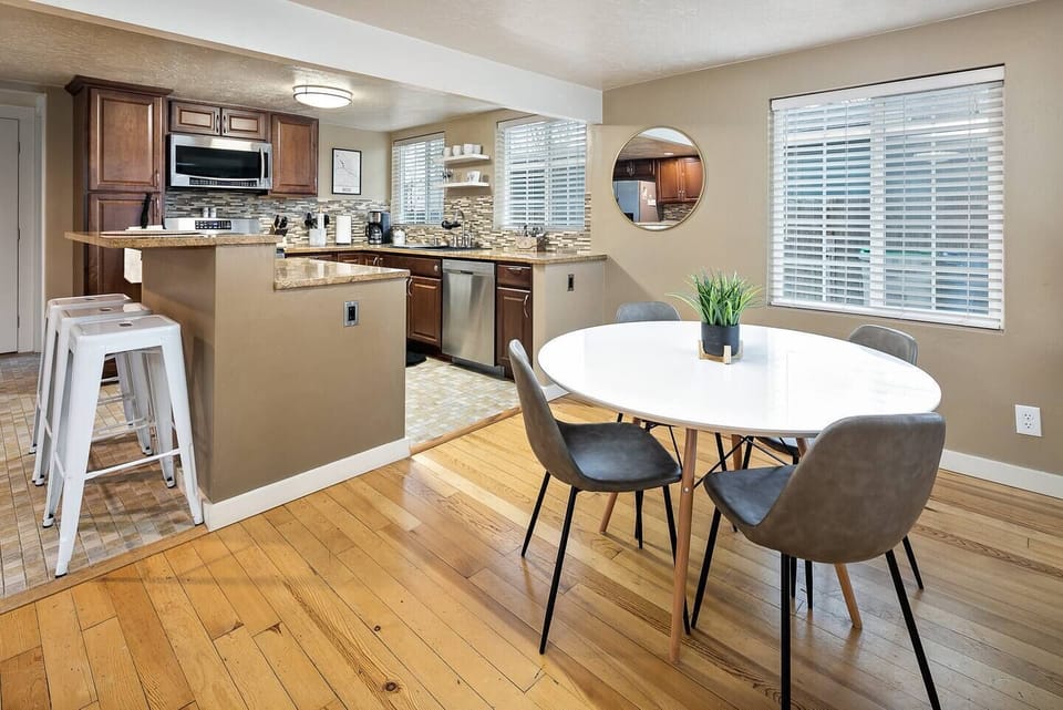 Enjoy a proper dining room table to have a meal or squeeze in a little work on the computer