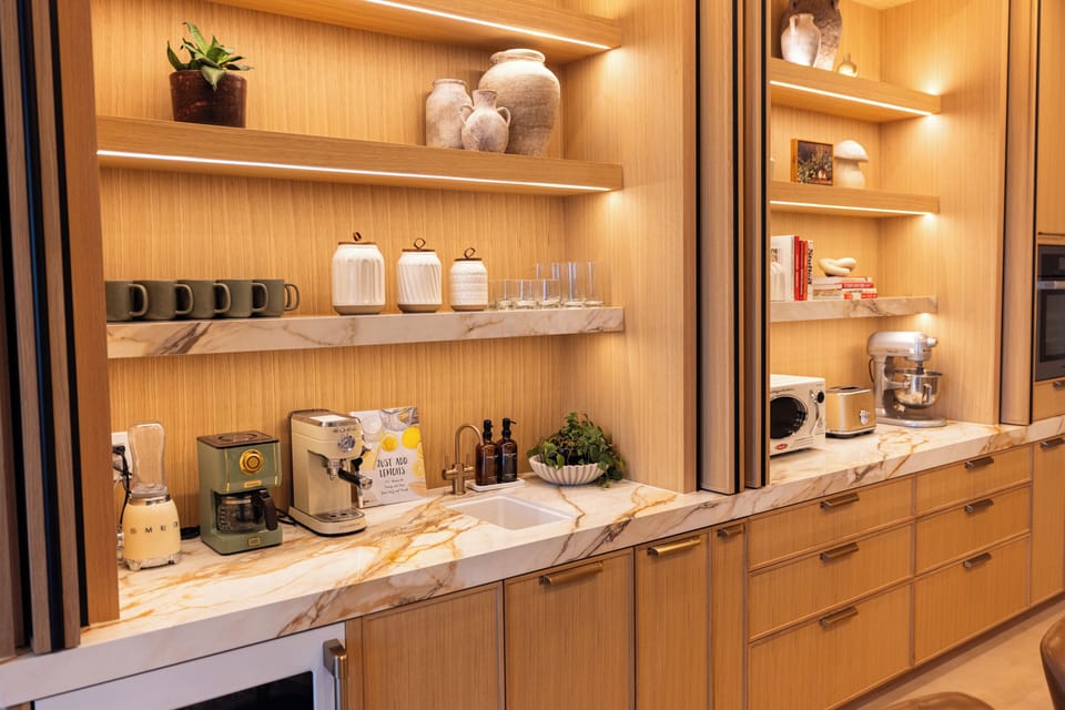 Filtered water system, including instant hot water for tea and cooking.