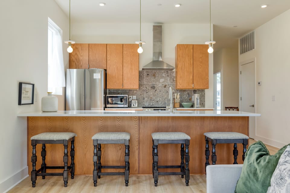 Enjoy casual dining at the kitchen counter with barstool seating.