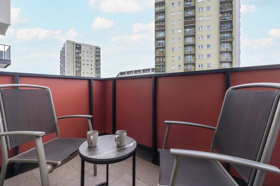 The balcony's peaceful ambiance is ideal for unwinding.