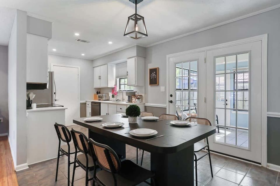 Cozy and Intimate, this dark dining room is perfect for relaxed meals. 