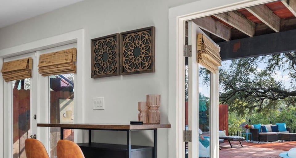Slide open the French doors and head straight to the pool from this sunny flex space.